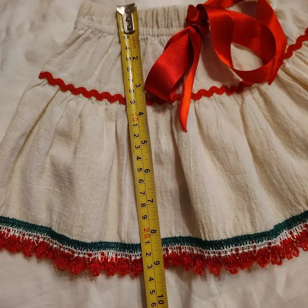 Nuvan Baby Girls 18M Mexican Folklorico Outfit Skirt Top Fiesta Red Green